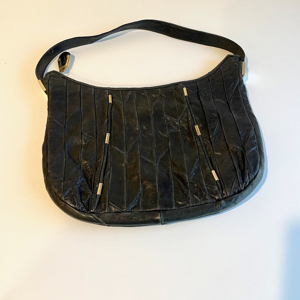 Juicy Couture Hobo Shoulder Bag‎ Handbag Purse Womens Black Leather Pockets